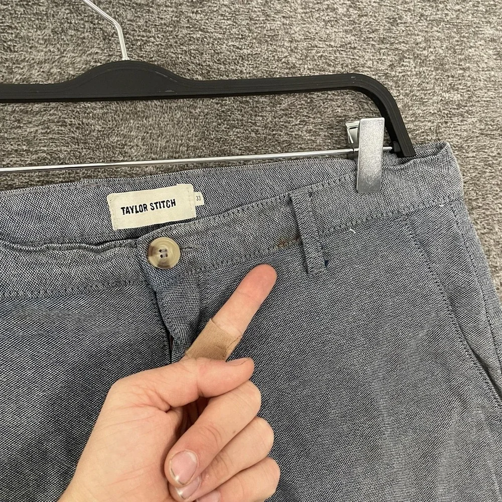 Taylor Stitch Shorts Mens 33 Blue Textured Chino 9 Inseam Flat Front Casual